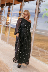 Levine Maxi Dress - Black Polka Dot