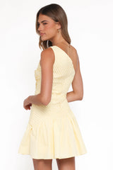 Elaria Off Shoulder Mini Dress - Butter Yellow