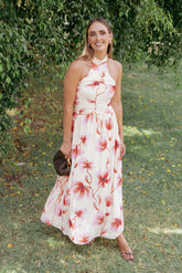 Kaira Halterneck Maxi Dress - Pink Floral
