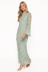 Yolanda Long Sleeve Maxi Dress - Sage Green Floral