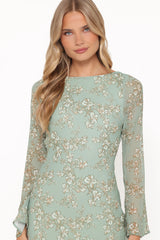 Yolanda Long Sleeve Maxi Dress - Sage Green Floral