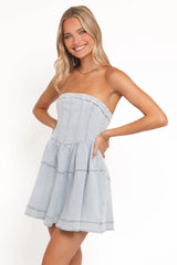 Ellen Strapless Mini Dress - Light Denim