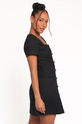 Sutton Mini Dress - Black Tweed