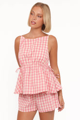 Rory Top - Pink Gingham