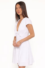 Lyssa Bow Front Mini Dress - White