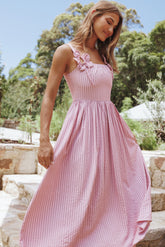 Alden Maxi Dress - Pink/White Stripe