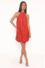 Tyra Halterneck Mini Dress - Red