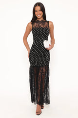 Jubilee Maxi Dress - Black Polka Dot