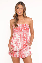 Rosemarie Strapless Top - Rose Tile