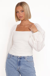 Angelica Long Sleeve Top - White