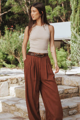 Ari Ribbed Tank Top - Wheat