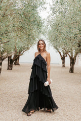 Chasity Halterneck Maxi Dress - Black