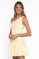 Elaria Off Shoulder Mini Dress - Butter Yellow