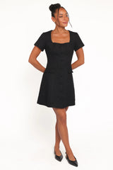 Sutton Mini Dress - Black Tweed