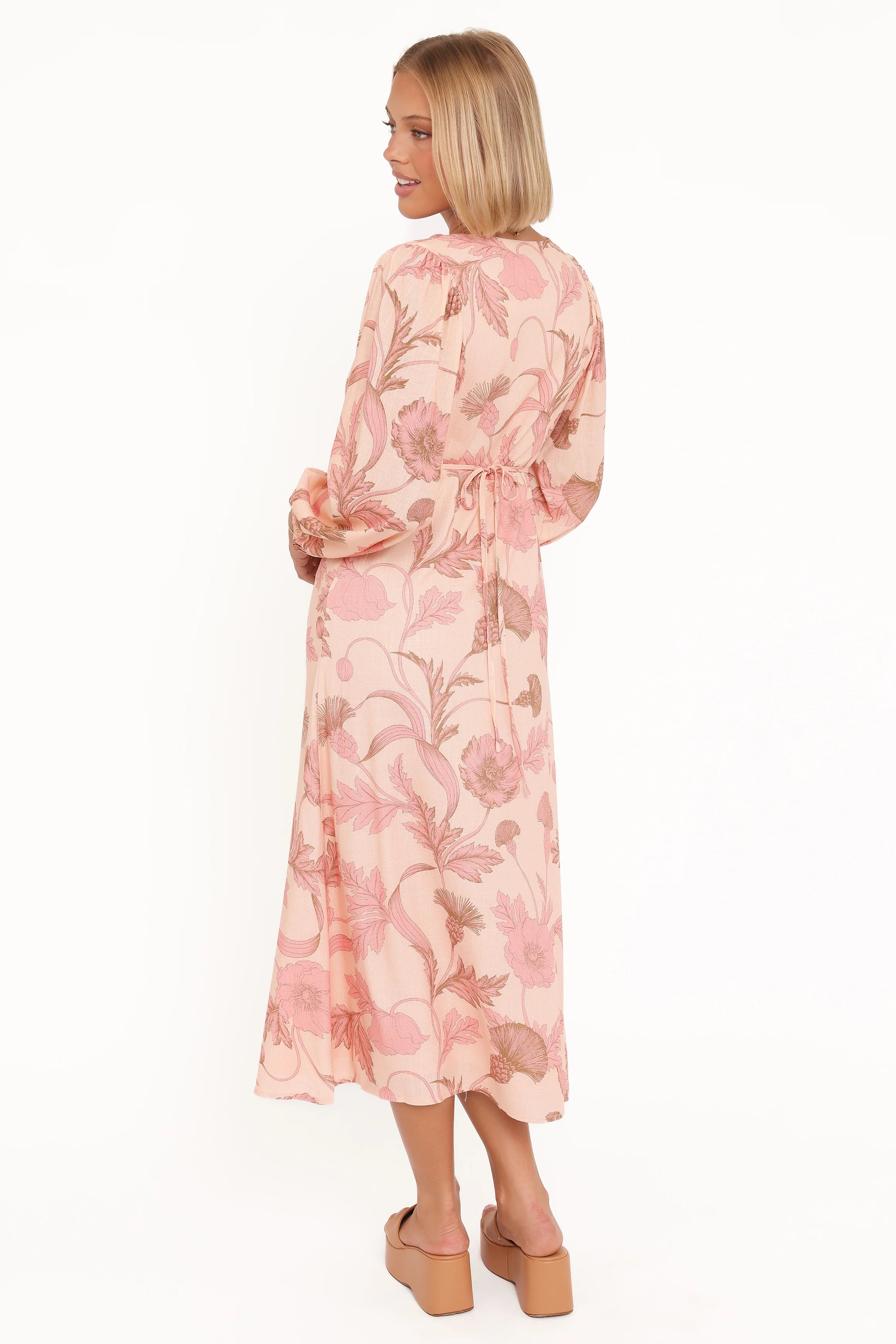 Kolby Long Sleeve Midi Dress - Pink Floral
