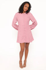 Amaya Long Sleeve Mini Dress - Pink