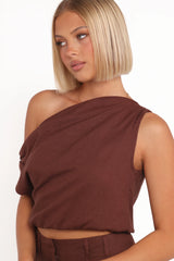 Shaw Off Shoulder Top - Chocolate Brown