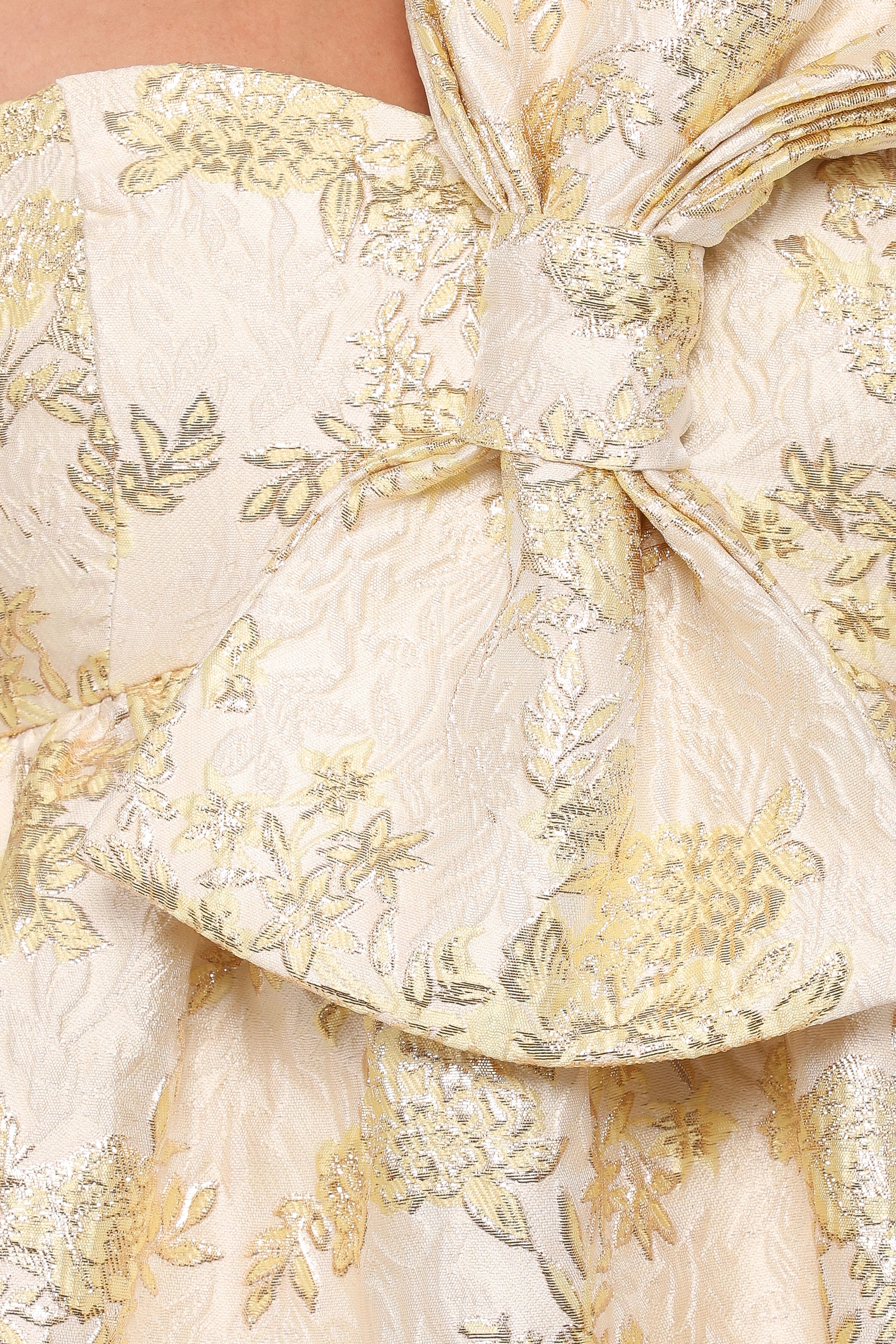 Betina Bow Front Maxi Dress - Yellow Brocade