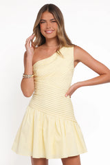 Elaria Off Shoulder Mini Dress - Butter Yellow