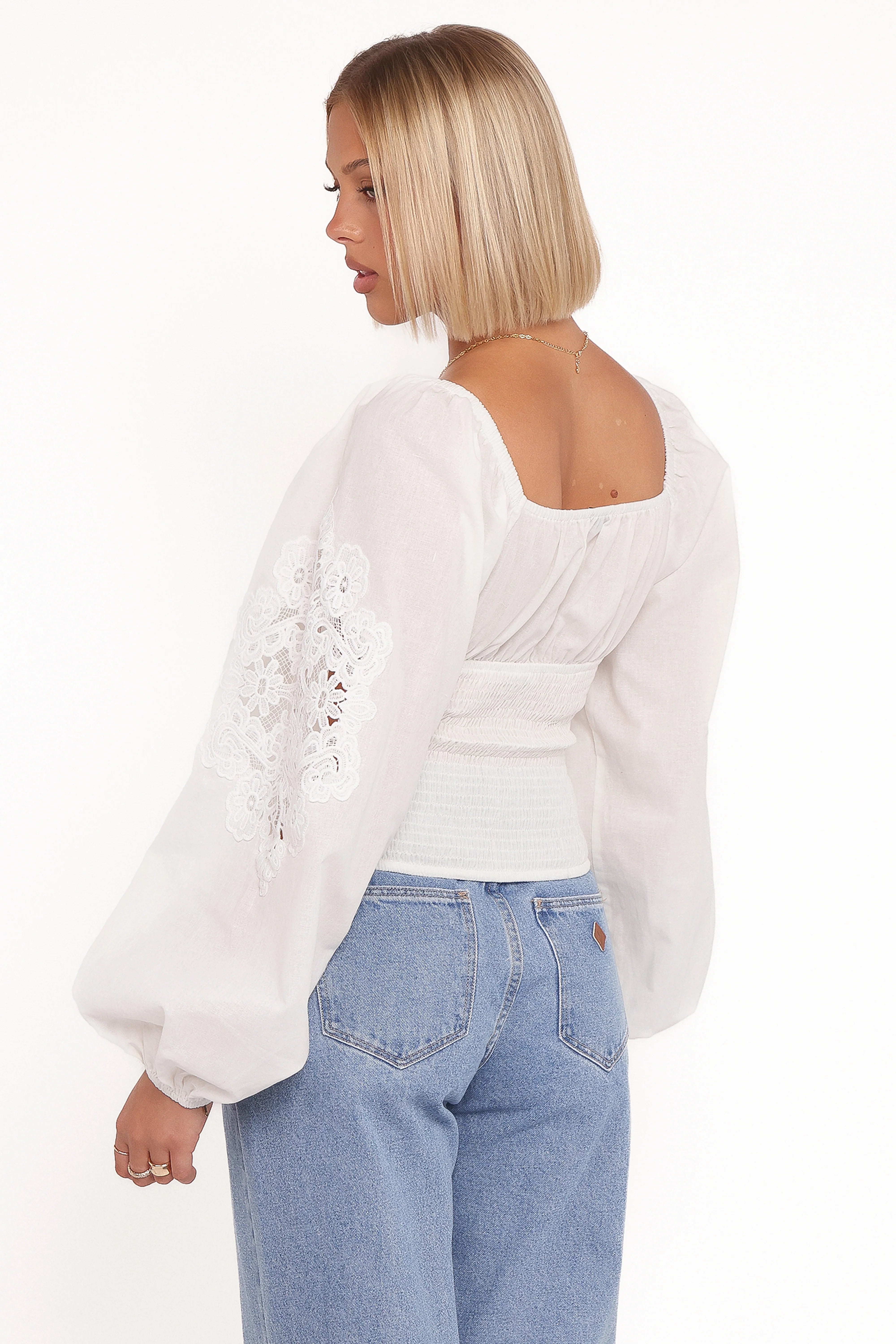 Angelica Long Sleeve Top - White