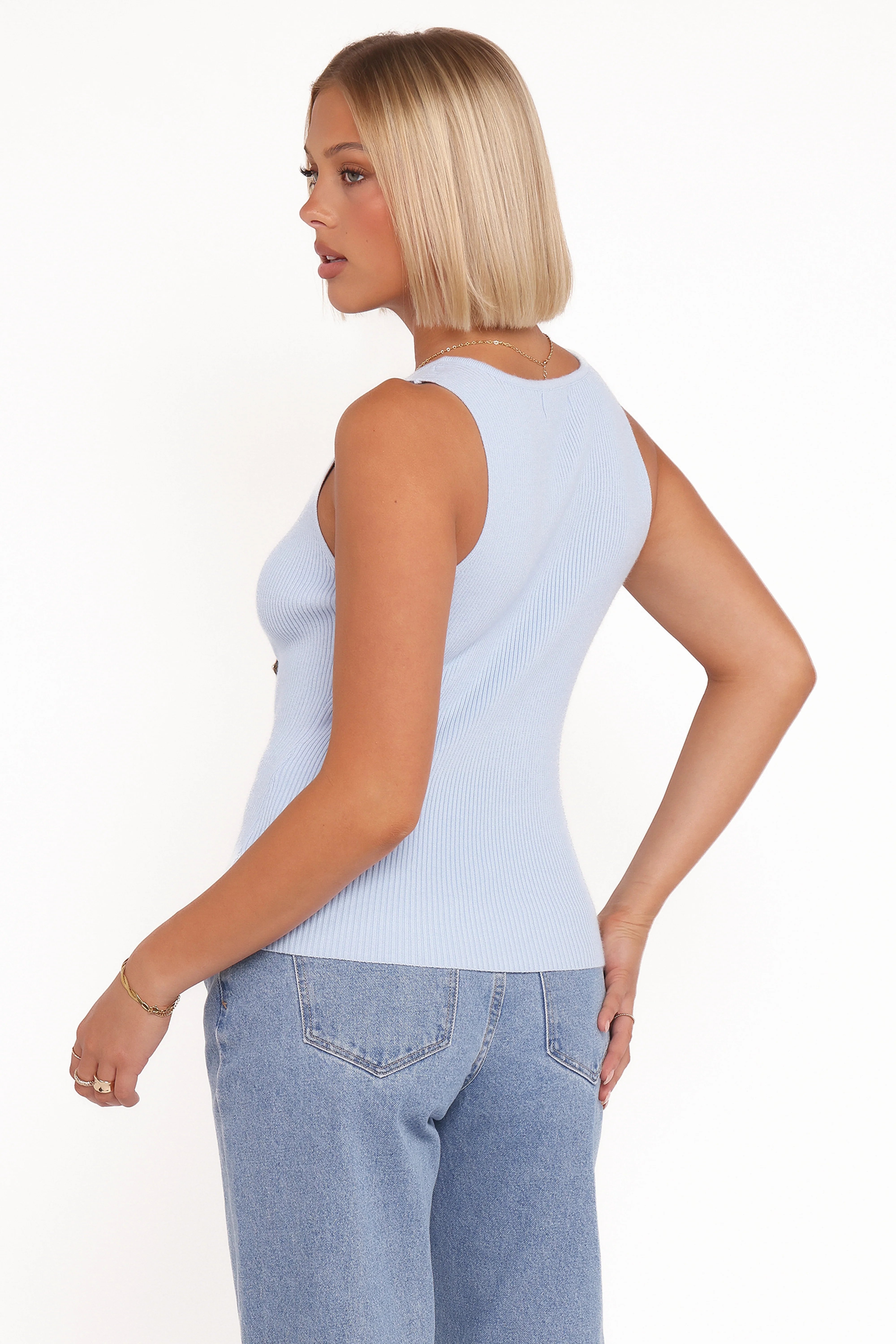 Lysa Knit Vest Top - Blue