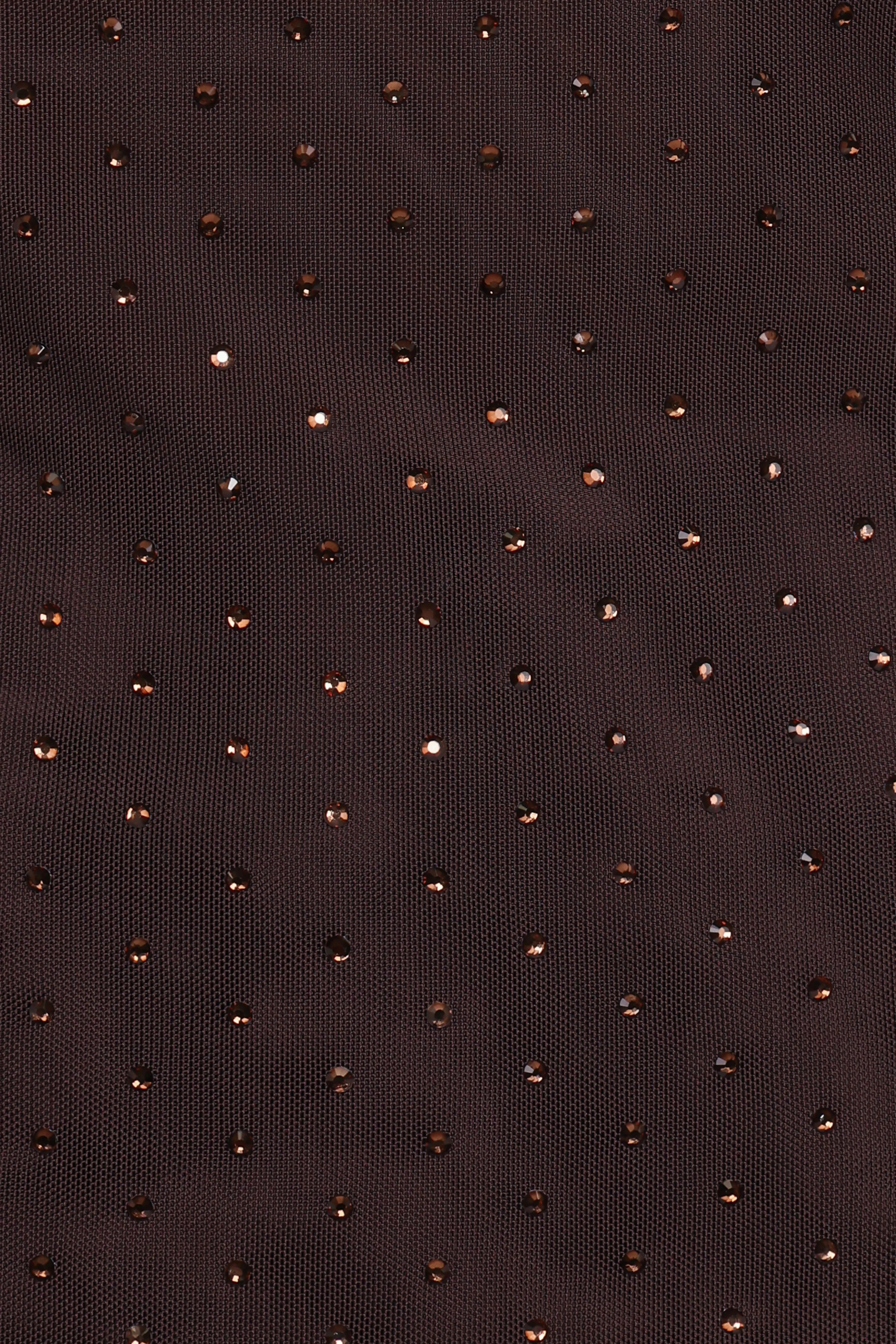 Alejandra Embellished Mesh Top - Dark Chocolate