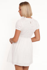 Emari Puff Sleeve Mini Dress - White