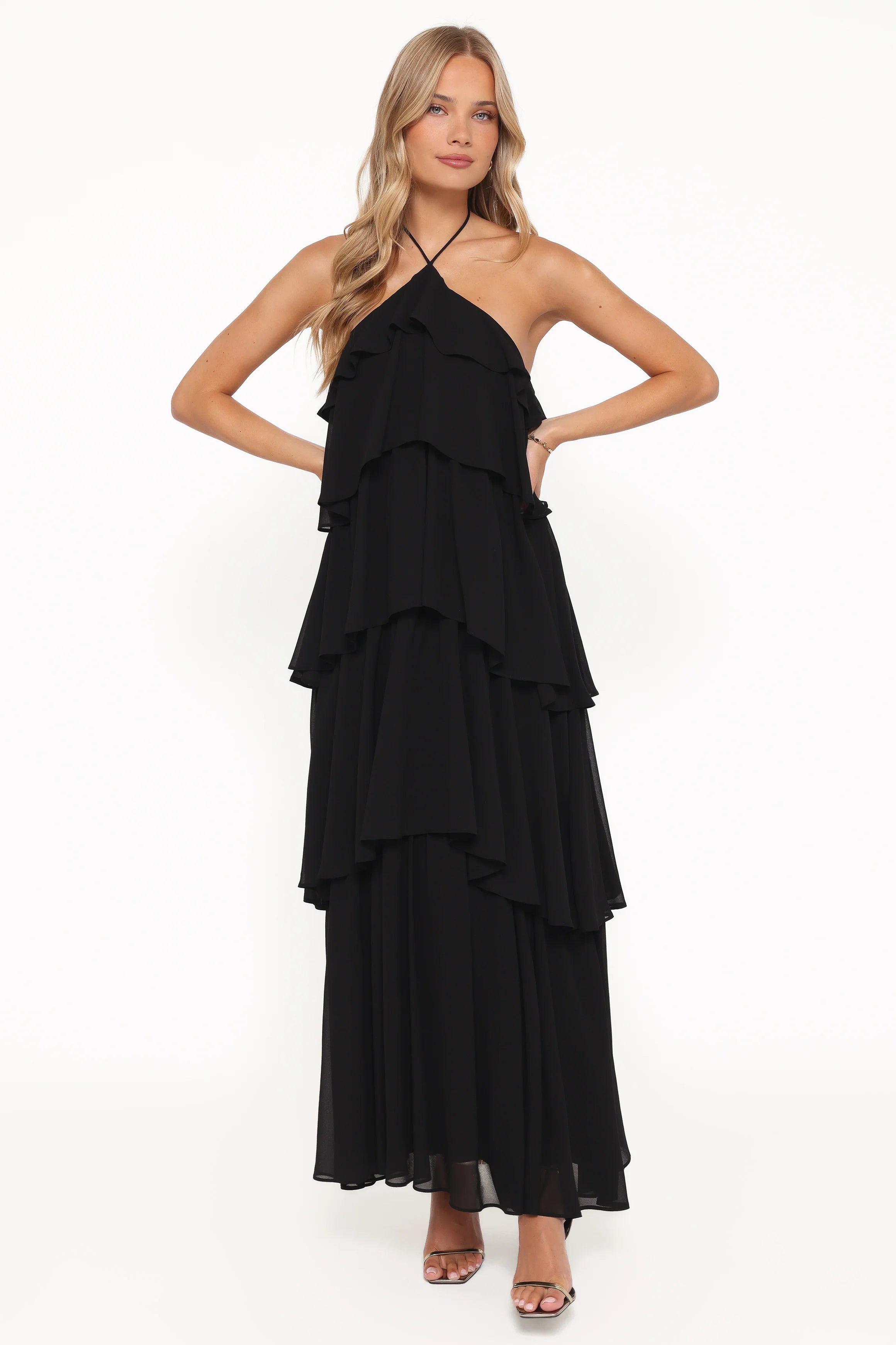 Chasity Halterneck Maxi Dress - Black