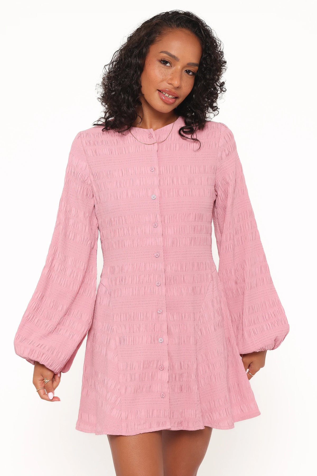 Amaya Long Sleeve Mini Dress - Pink