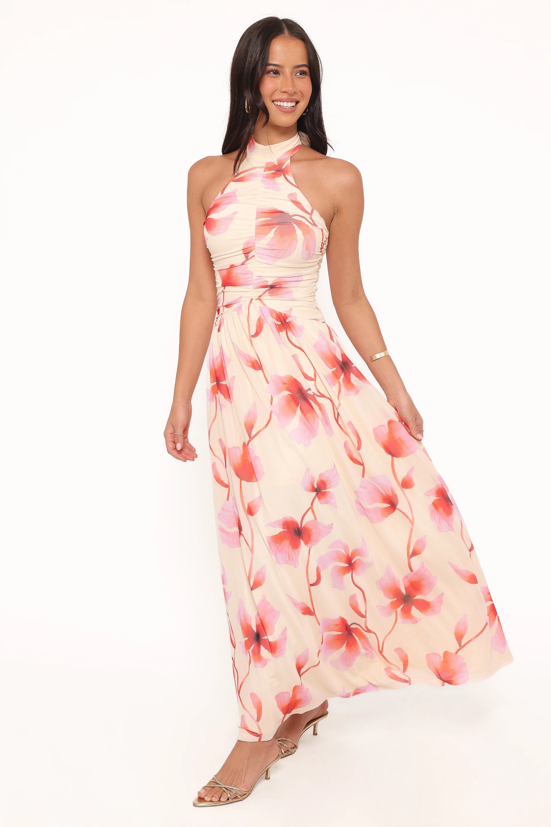 Kaira Halterneck Maxi Dress - Pink Floral