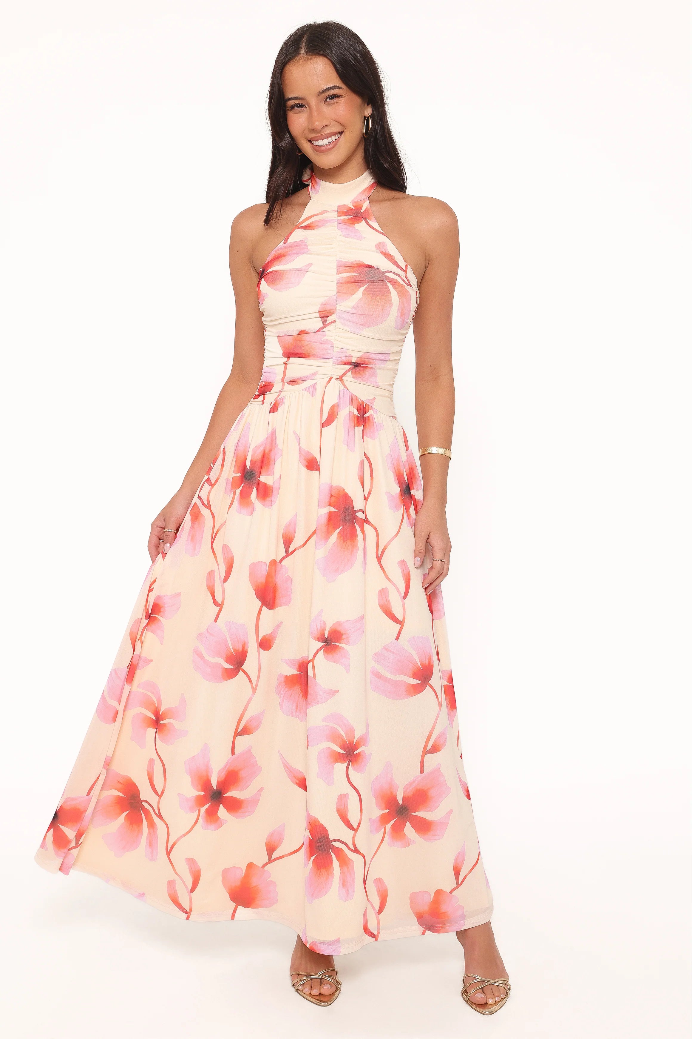 Kaira Halterneck Maxi Dress - Pink Floral