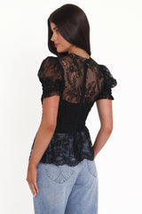 Adeline Peplum Top - Black