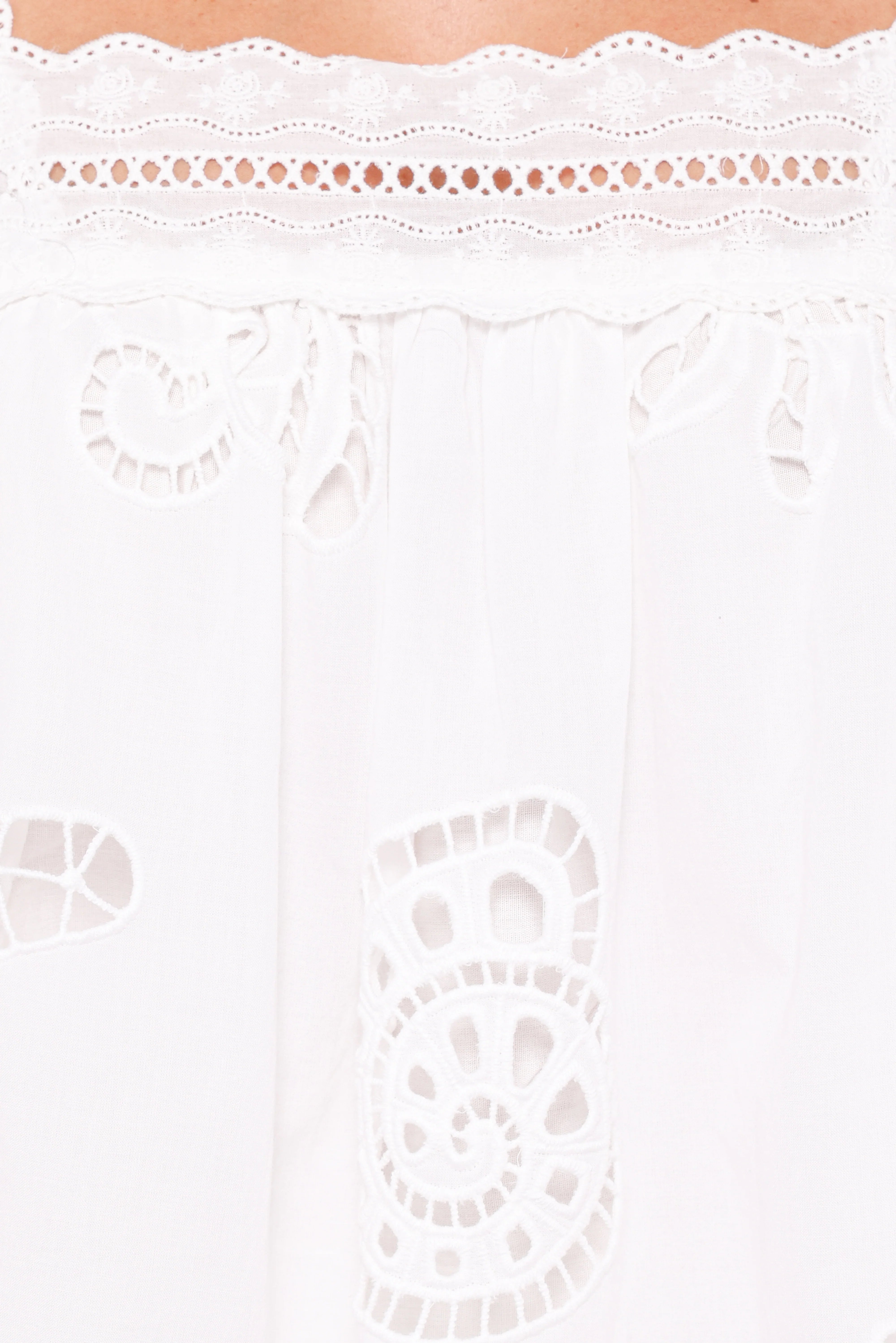 Aideen Eyelet Top - White Shell