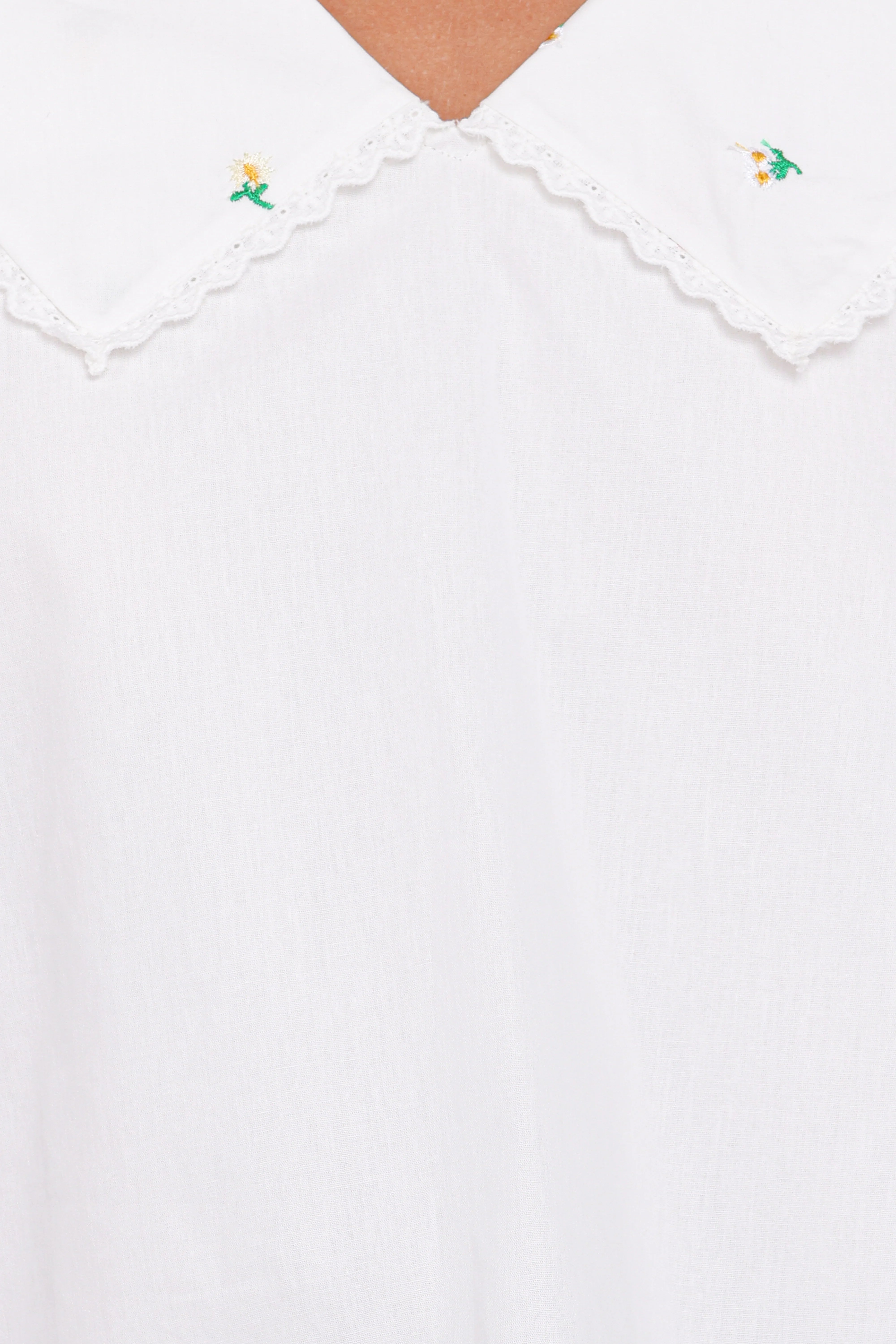 Kenna Embroidered Long Sleeve Top - White Floral