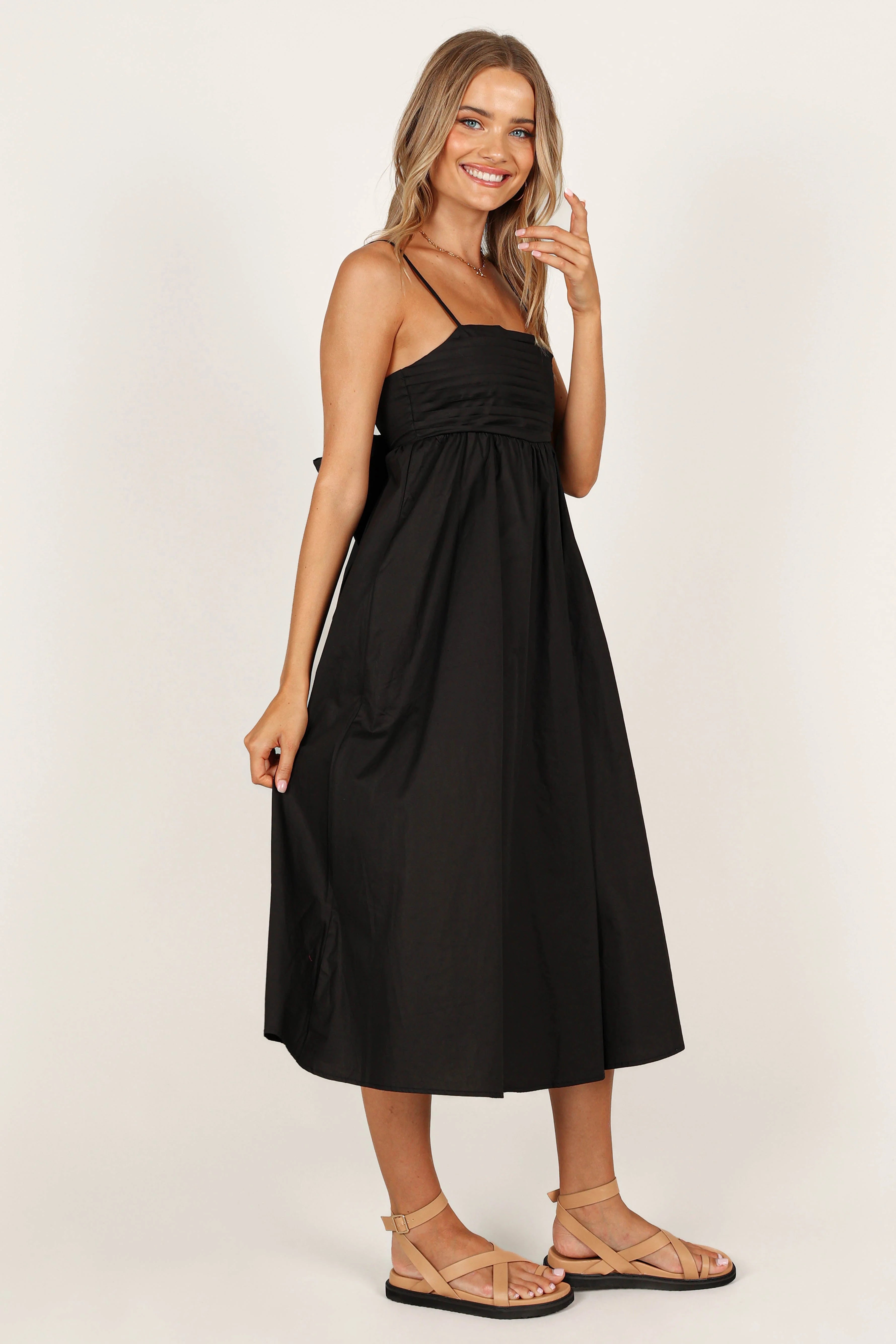 Alice Bow Back Midi Dress - Black