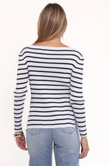 Alvina Knit Top - White Black Stripe
