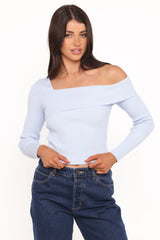 Aleena Knit Top - Light Blue
