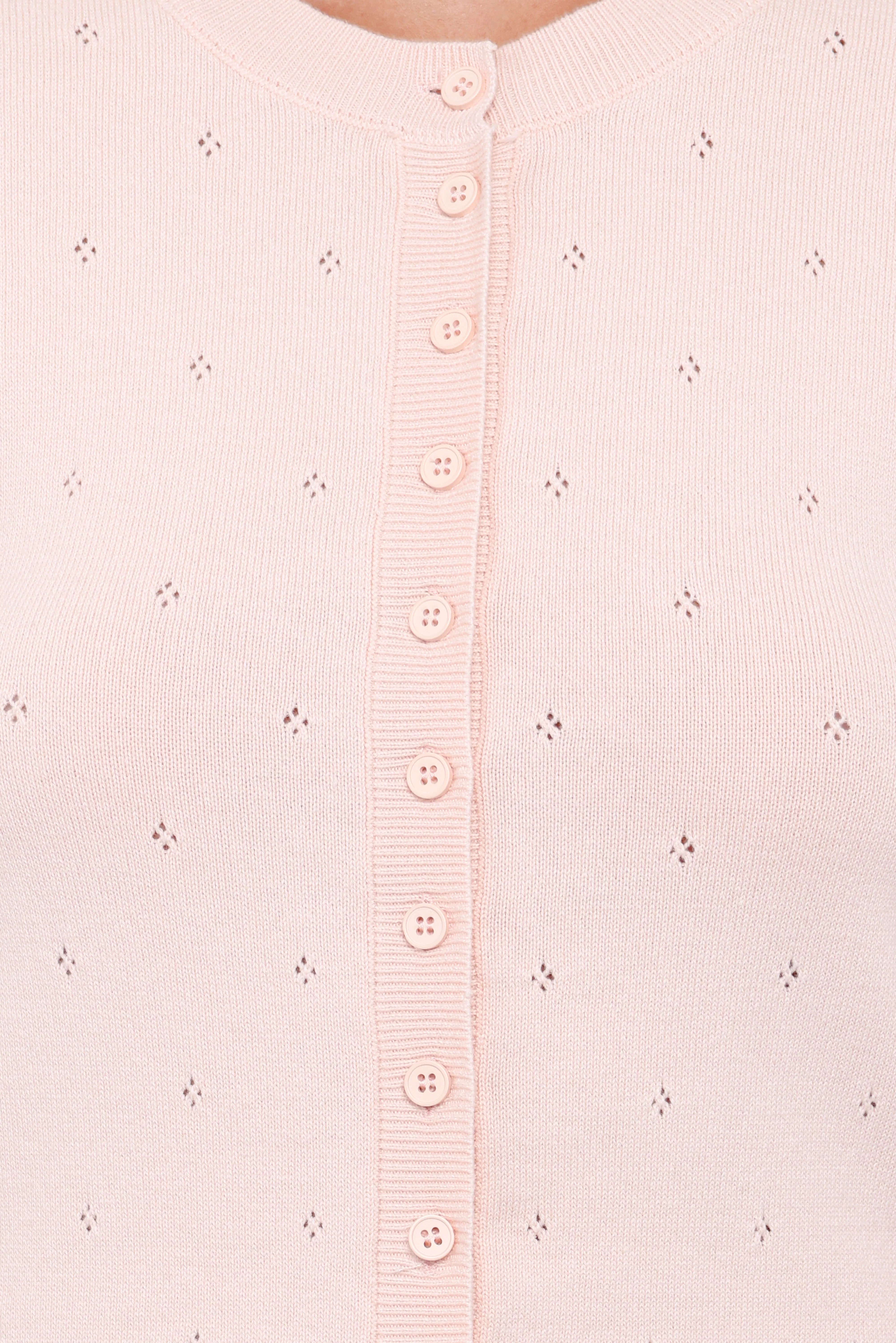 Monae Pointelle Button Up Top - Pink