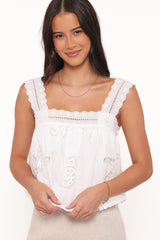 Aideen Eyelet Top - White Shell