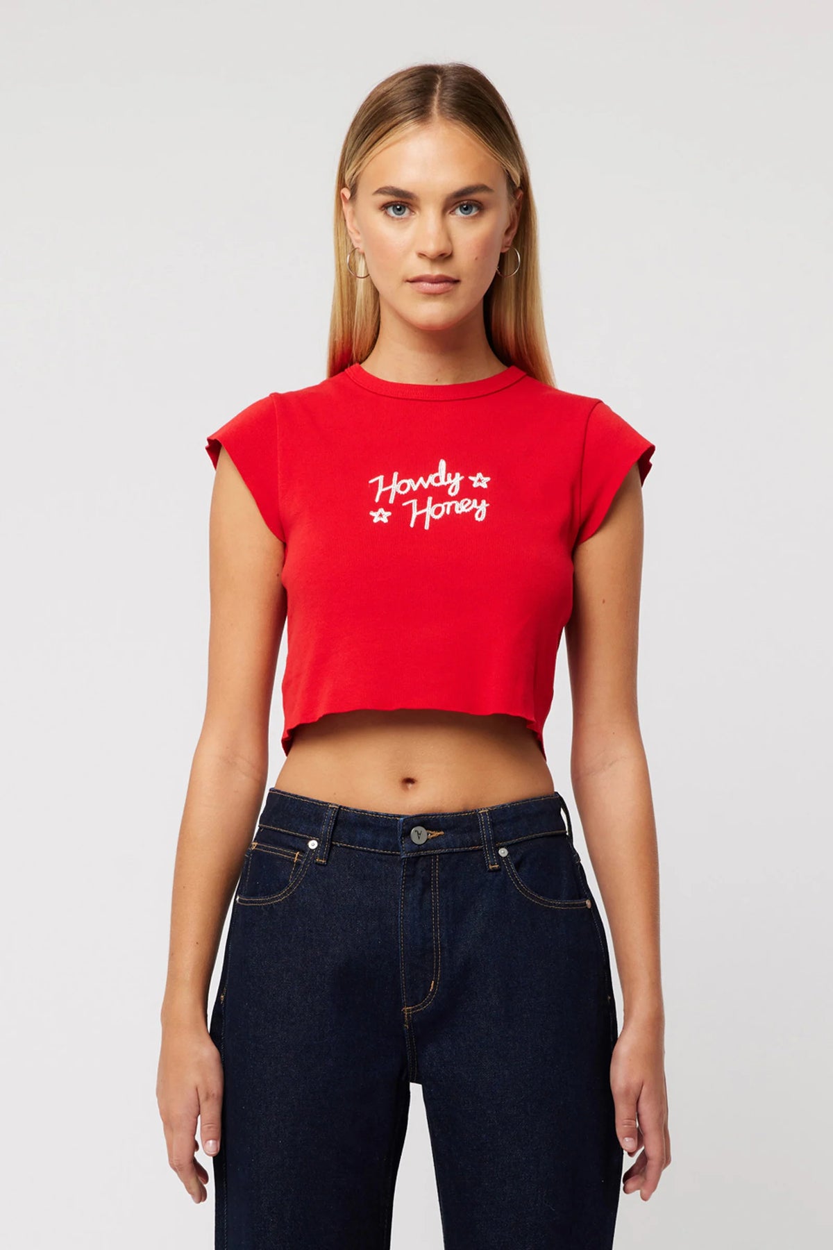 Abrand 90s Rib Cut Off Tee - Red